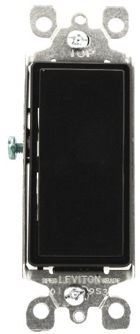 Leviton 5603-2E 15 Amp, 120/277V, Decora Rocker 3-Way AC Quiet Switch, Residential Grade, Grounding, 10 Pack, Black