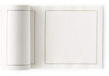 MY DRAP – Rollo de 50 servilletas de tela | Servilletas de Cóctel | 50% Lino - 50% Algodón | Reutilizables | 11 x 11 cm | Color Crudo | Formato Rollo, en Unidades Precortadas