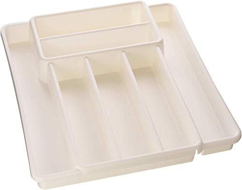 Rotho Domino PortaPosate con 7 Scomparti, Plastica (PP) senza BPA, Bianco, 39.7 x 34.1 x 5.1 cm