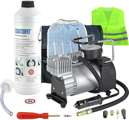 ELASTOFIT Reifen Pannenset Xtreme Plus mit Kompressor Dichtmittel | Reparaturset Dichtmittel mind. 10 Jahre haltbar. Für alle PKW und SUV