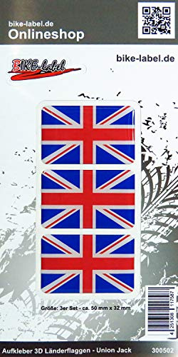 BIKE-label Auto Aufkleber 3D Länder-Flaggen Union Jack England 50 x 32mm 300502