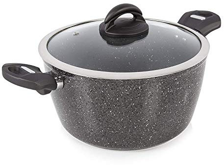 Tower T81272 Cerastone Induction Casserole Dish with Glass Lid, Non Stick Ceramic Coating, Easy to Clean, Graphite, 24 cm