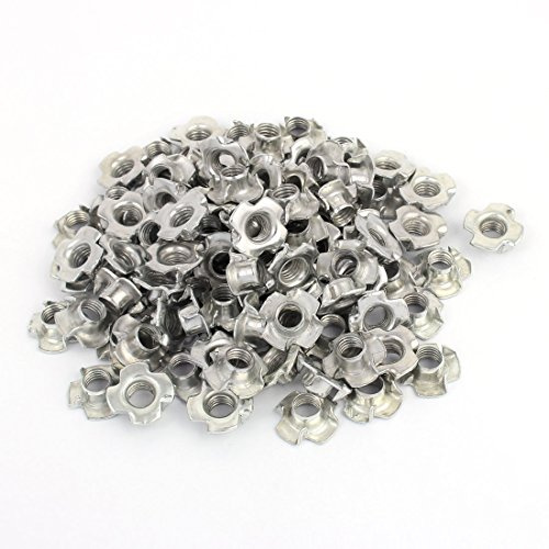 sourcing map M8 x 8mm 4 Dentado T Tuercas Cautiva Ciega Insertos 100Uds para Madera Mueble