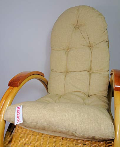 Rattani Auflage/Polster für Schaukelstuhl, Liegestuhl, Ersatzpolster Gr. 130 x 50 x 12 cm, Nuevo Loneta beige - Made in EU