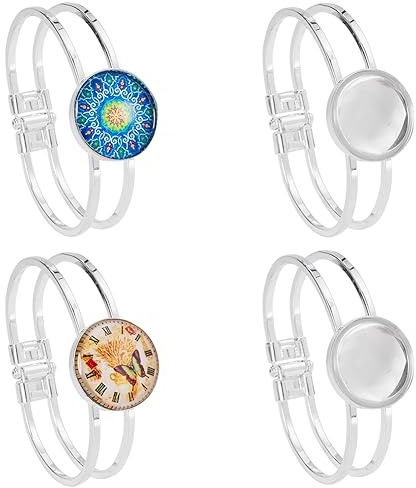 SUNNYCLUE Bezel Tray Blank Cuff Bangles Bracelet