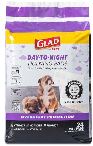 Glad for Pets Activated Carbon Puppy Training Pads | Super Absorbent and Leak Proof Puppy Pee Pads, Giant Sized Dog, 24 Count, 30 x 36