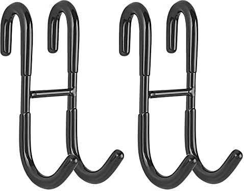 Simtive Ganchos para puerta de ducha (paquete de 2), ganchos para toallas para puerta de ducha de vidrio sin marco, ganchos para escobilla de ducha, color negro