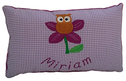 Momelie Lila Schmusekissen * Kuschelkissen * Eule * mit Namen Bestickt * 17 x 29 cm * SK-li_0008