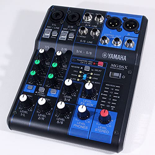 Yamaha MG06X Mixing Console - Compact mixer with 6 input channels, SPX digital effects and D-PRE mic preamps