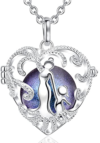 AEONSLOVE Collier Bola de Grossesse Pendentif Maman et Bébé Collier Musique Carillon Bell pour Femmes Enceinte Bébé, Cadeau Original de Noël Anniversaire, Chaîne 114cm