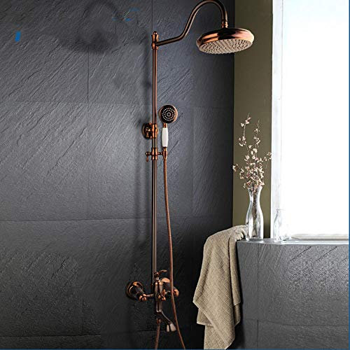 Klassische Luxus rosévergoldete Badezimmer-Regendusche Fertige Luxus-Wandmontage-Badewannen-Duscharmatur Kupfer
