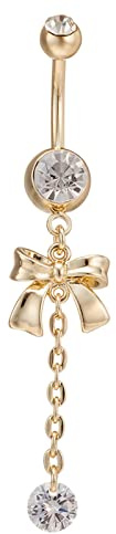 Gualiy Navelpiercing av kirurgiskt stål rosett med zirkonia navel piercing smycken, Rostfritt stål, Kubisk zirkon