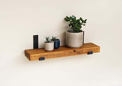 Rustic Wood Wall Shelf | 15cm Depth Solid Wooden Bracket shelves for Wall | Floating shelf | Handmade | Bookshelf | Kitchen Shelves | Home Decor