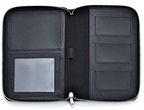 JUBELIST Wallet Mama Organiser, Maternity Pass Cover and Bag for Exercise Book and Documents such as Baby Vaccination Card, Passport, Ultrasonic Images, Cover Maternity Log (Black Silver Edition)