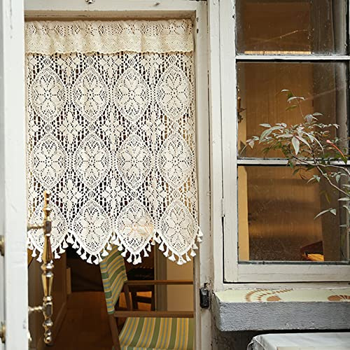 V3VOGUE Vintage Häkeln Spitze Vorhänge - Für Bistrogardinen/Fenstervorhänge/Gartenvorhänge/Trennvorhänge/Schrank Staubdichte Vorhänge/Küchen Café Kurze Gardinen, Kurze Jalousien 1 STK