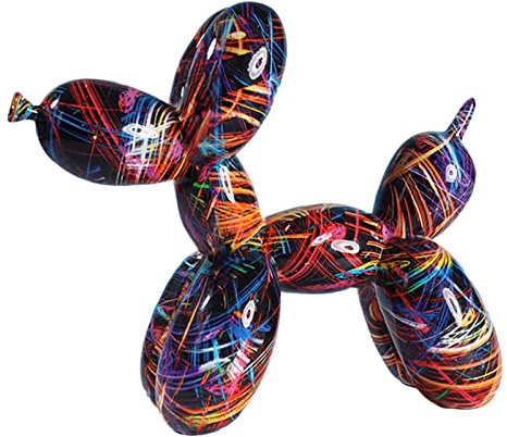 Tubayia Harz Ballon Hund Skulptur Tierfiguren Hundestatue Sammlerfigur Kunstskulptur Dekoration für Wohnzimmer Schlafzimmer (B)