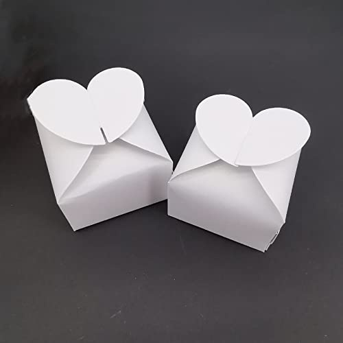 RUIYWEN 50 Stück Geschenkbox Herzform Schachtel Süßigkeiten Geschenk für Hochzeiten, Geburtstage, Party Dekoration (weiß)