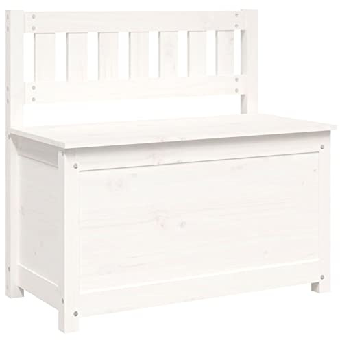 Tidyard Bänk, Bänk Förvaring Inomhusbehållare, Behållare, Leksakstam, Trä Kista, Kistor, Låda, Vit 80 x 41 x 77 cm i Massivt Furuträ