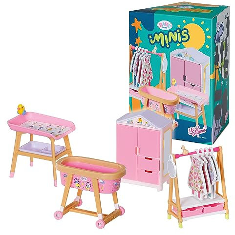 BABY born Minis Playset Furniture 906163 - Exclusive Scandi-Inspired Furniture Set for BABY born Minis Dolls and Playsets - Suitable for Kids From 3+ Years, White Or Na