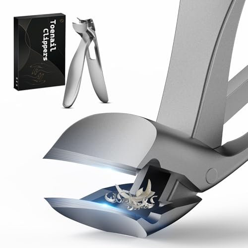 FERYES Coupe-ongles à tête inclinée à long manche pour personnes âgées – Coupe-ongles à large mâchoire avec récupérateur pour ongles épais – Coupe plus facile, design ergonomique