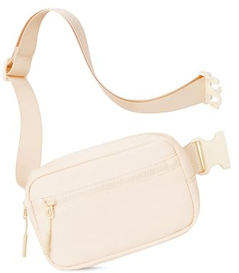 CHOLISS 1L Belt Bag for Women and Men, Small Crossbody Fanny Packs with Extended Strap, Fashion Waist Packs, Beige