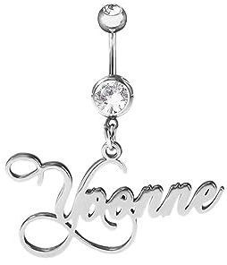 MOTICIUS Custom Belly Button Ring Personalized Name Belly Button Ring for Women Custom Navel Rings Personalized Navel Piercing Jewelry (Silver)