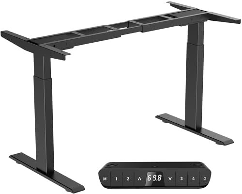 DeHong 120X60cm Elektrischer Höhenverstellbarer Heimcomputer-Tisch, Elektrischer Vertikaler Desktop-Arbeitsplatz, Spieltisch, Schreibtisch mit 4 Speichervoreinstellungen, Spliceboard, Schwarz,