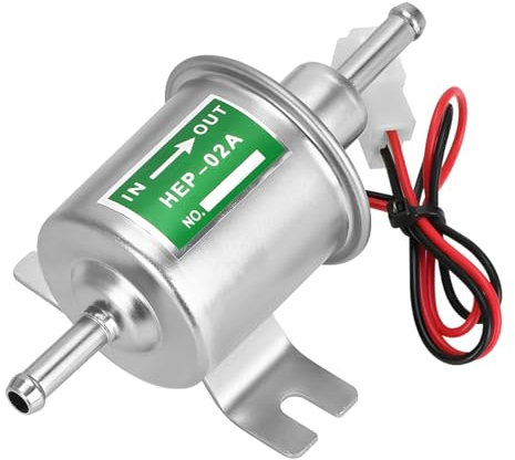 CGEAMDY Universal Elektrische Kraftstoffpumpe, 12V Elektrische Kraftstoffpumpe 3-5Psi, Kraftstoff-Dosierpumpe, Für Rasenmäher, Vergaser, Benzin, Diesel (Silber)