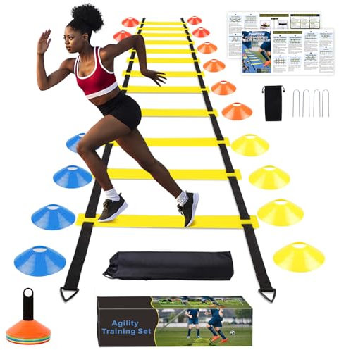 YGORTECH Fussball Trainingszubehör Kinder Koordinationsleiter Trainingsleiter (Yellow)
