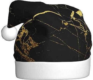 VAGILO Weihnachtsmützen mit schwarzem und goldenem Hintergrund, lustig, warm und plüschig, für Büro und Außenbereich
