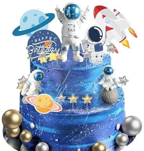 Ahaimy 28 Stück Tortendeko Junge, Tortendeko Astronauten, Weltraum Kindergeburtstag, Space Cupcakes, Astronautenfiguren, Astronautenfiguren, Für Weltraum ​geburtstag Kinder Party