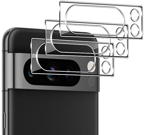 QULLOO Kamera Schutzfolie für Google Pixel 8 Pro 5G, 3 Stück 9H Härte Kamera Schutz Glas HD Klar Linse Folie Anti-Kratzen Kameraschutz