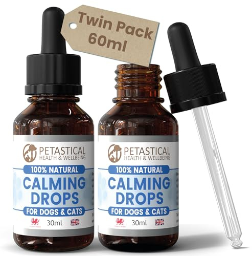 Petastical Beruhigend für Hunde, Katzen, Baldrian für Hunde, Katzen, Angstberuhigende Tropfen, allein zu Hause, bellen, laute Geräusche, Feuerwerk & Zwinger (60 ml)