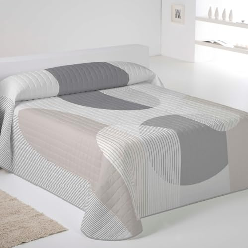 NATURALS ICEHOME - Colcha Bouti Estampada o Lisa para Verano y Entretiempo - Microfibra Extra Suave - Acolchado a Rombos - Cubrecama Reversible (Cami, Cama 90/105)
