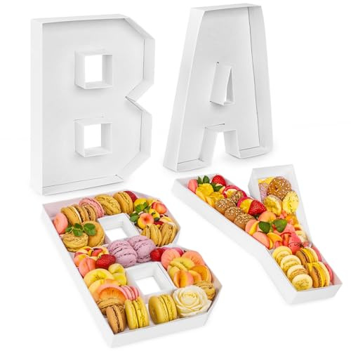 VGOODALL Baby-Charcuterie-Buchstaben, 4 Stück, 25,4 cm, Babyparty-Essens-Tabletts und -Platten, befüllbare Papp-Buchstaben für Babyparty, Dekorationen, Geschlechtsoffenbarung, Geburtstagsparty | Platters befüllbare Papp-Buchstaben für Babyparty, Dekorationen, Geschlechtsoffenbarung, Geburtstagsparty