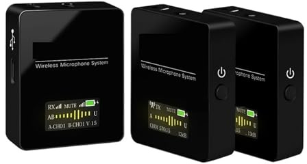 Wireless Lavalier Microphone System With Real Time Monitoring Lapel Mic For DSLR Cameras Phones Video Mic(1 to 2)