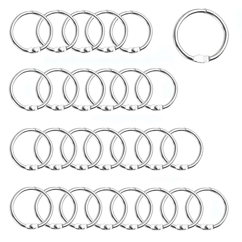 ZuiBestJia 60 Stück Bücher Ringe 30mm Silbern Metall Buchbinderinge Loseblatt Verbinder karteikarten ringe für Scrapbook, Album, Memo-Ablage, Handwerk, Schlüsselringe