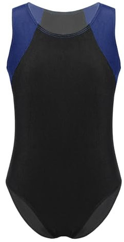 Oyolan Kinder Ballettanzug Jungen Ballettbody Ärmellose Ballett Trikot Gymnastik Overall Ganzanzug Turnanzug 5-16 Jahre Navy blau 170