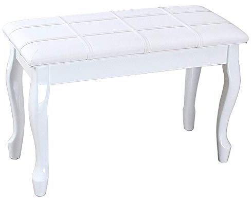 XDAWQP Weicher Klavierhocker Für 2 Personen, Klavierhocker Aus Massivholz, Klavierstuhl, Guzheng, Elektronischer Klavierhocker, Gebogene Beine, Mit Bücherregal (Weiß, ，Wei?-75x34x47cm