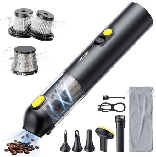 AUXITO Aspirador de Mano - Aspirador Coche Potente 14000pa, 4 En 1 Aspiradora De Coche con Herramienta para Mascotas, Recargable por USB, Mini Aspirador para Pelo De Mascotas, Coche, Hogar, Oficina