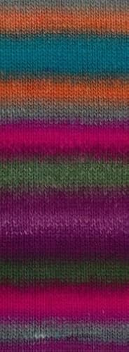 Lana Grossa Colorato Aktion 08 - Zimtorange/Petrol/Dunkelgrau/Fuchsia/Pink/Moosgrün/Rotviolett