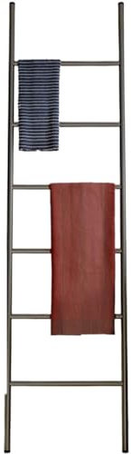 CWCQGH Porte-Serviettes sur Pied, Porte-Serviettes autoportant, échelle d'étude en métal, 6 Niveaux, Porte-Serviettes autoportant pour Bureau, Chambre à Coucher, buanderie (Noir)