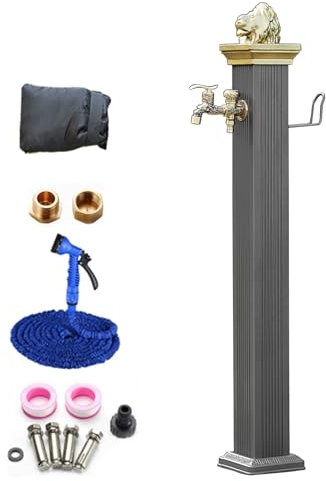 LYUCAYHQ 304 Colonna D'acqua Verticale in Acciaio Inossidabile, Fontana da Giardino in Stile Antico, Fontanella a Colonna con Rubinetto in Ottone, Rubinetto Giardino(72cm/28in)