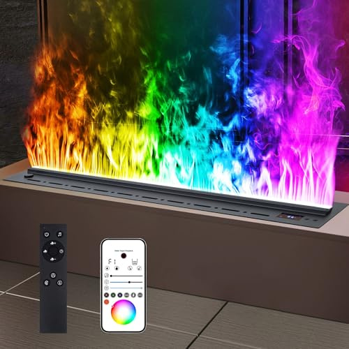 COUCHO Water Vapor Fireplace, 3D Atomizing Electric Fireplace with 64 Adjustable Flame Colors, Humidifier, Automatic Water Filling, Low Noise, Easy to Install, Touchable Flame(70cm/27.55in)