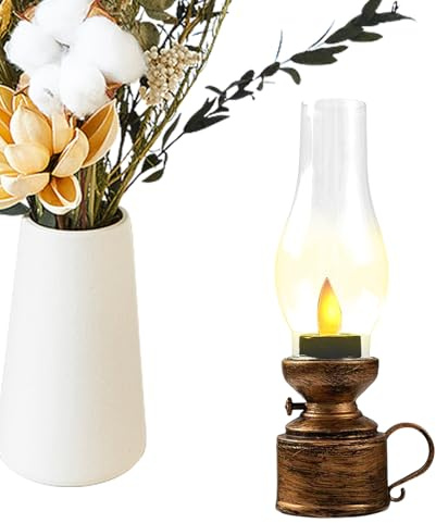 Lámpara De Queroseno LED Vintage - Lintería De Funcionamiento De Baterías De Estilo Antiguo | Luz Decorativa Nocturna Para Dormitorio, Sala De Estar, Mesa, Mesita De Noche, Decoración De Iluminación D
