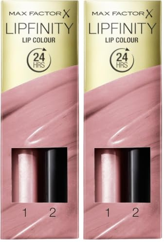 Max Factor Lipfinity Lip Colour Angelic 20 –Kussechter Lippenstift mit 24h Halt ohne auszutrocknen, mit intensiver Farbabgabe, präzisem Applikator & intensiv pflegendem Gloss-Top Coat |4.2g (2er Pack)