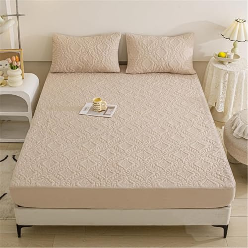 Housse De Matelas Intégrale 140/160/200 Cm - Imperméable Respirante Lavable - Anti-Acariens & Hypoallergénique - Élastique Et Silencieuse (Coton Traité) (Café,90x200cm)