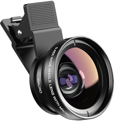KWTOUL Lente per Fotocamera Telefono, Kit Lente 2-in-1, Lente Super Grandangolare 0.45x e Macro 15x, Ampiamente Compatibile con Smartphone, Tablet e Laptop Popolari di Varie Marche.