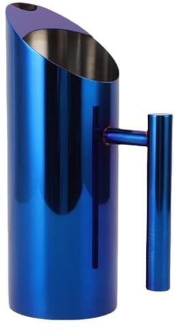 Fockety Brocca D'acqua in Acciaio Inossidabile, 1L di Brocca in Metallo Moderno con Beccuccio a Prova di Perdita, Contenitore per Bevande per tè Freddo, caffè, Succo, Latte (BLUE)