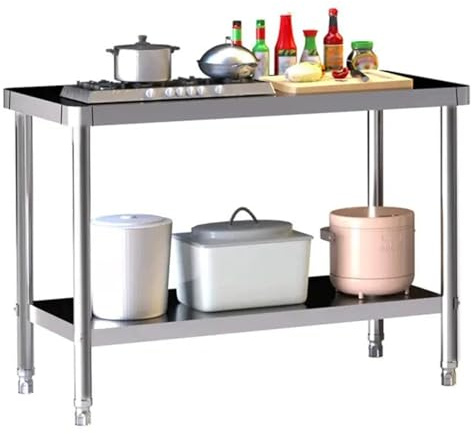 Heavy-duty commercial work table, Stainless Steel Workbench with Adjustable Feet and Storage Rack Multiple Sizes Pack of 1(100 * 40 * 80cm)